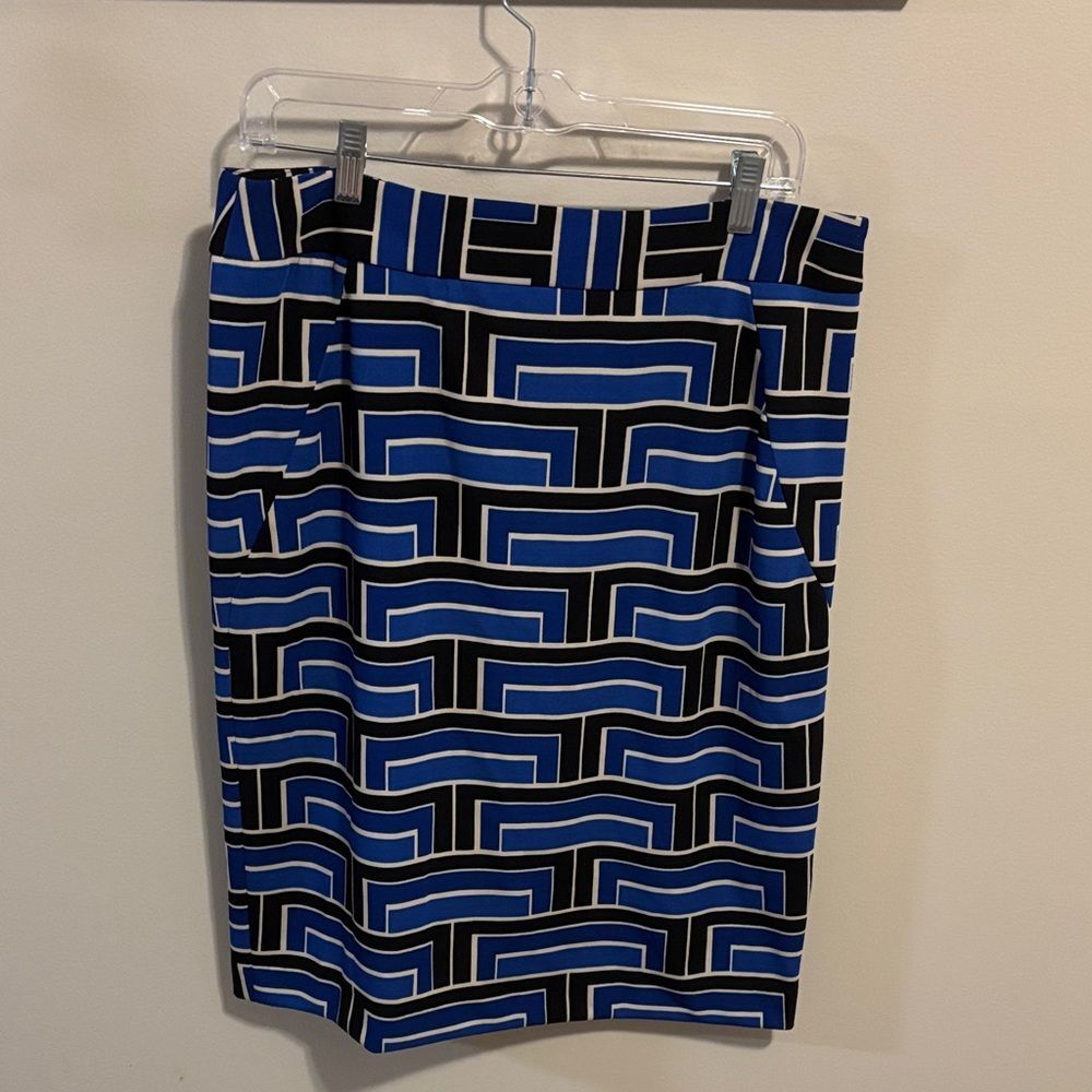 Premise Blue and Black Geometric Pencil Skirt size 12